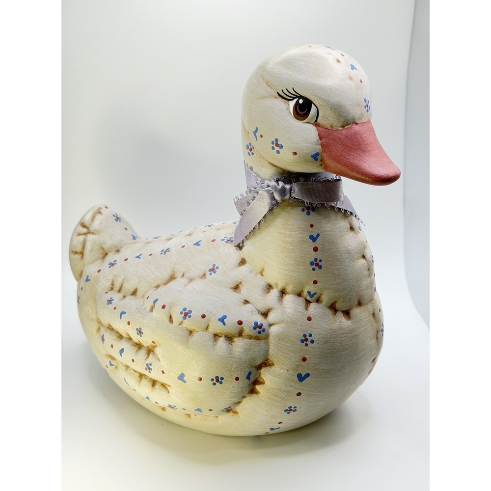 Vtg Ribbon Duck Lg 1982 Kimple Ceramic Garndmacore Cottagecore Quilted Folk Art - Picture 5 of 9